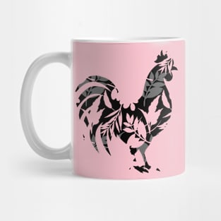 Autumn Leaves in Rooster Silhouette Pattern Mug